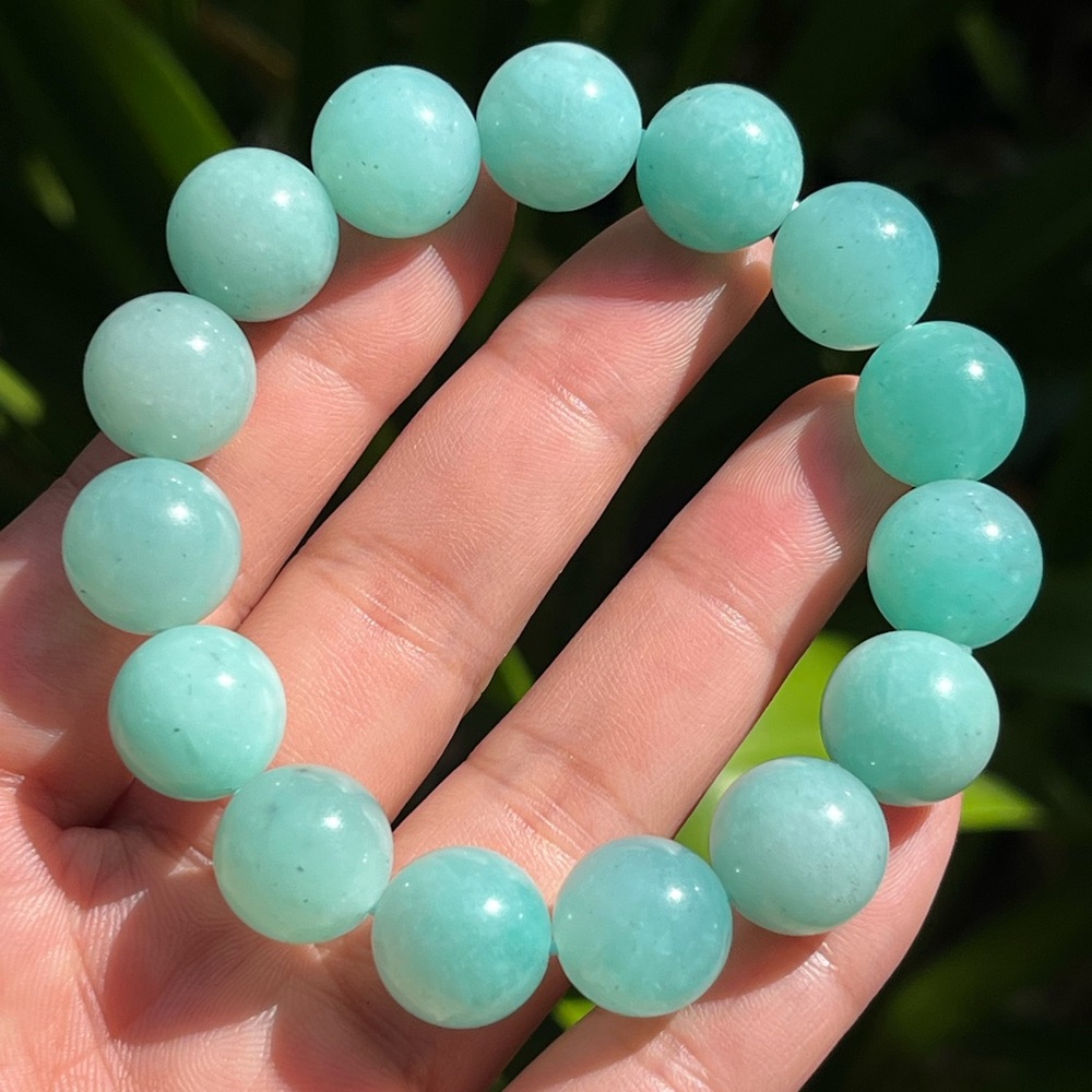 13.5mm stretchable ice amazonite bracelet